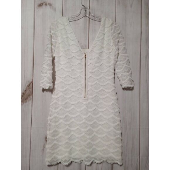 Guess Dress Ladies 6 White Lace Bodycon Sheer Sleeves - Picture 5 of 9